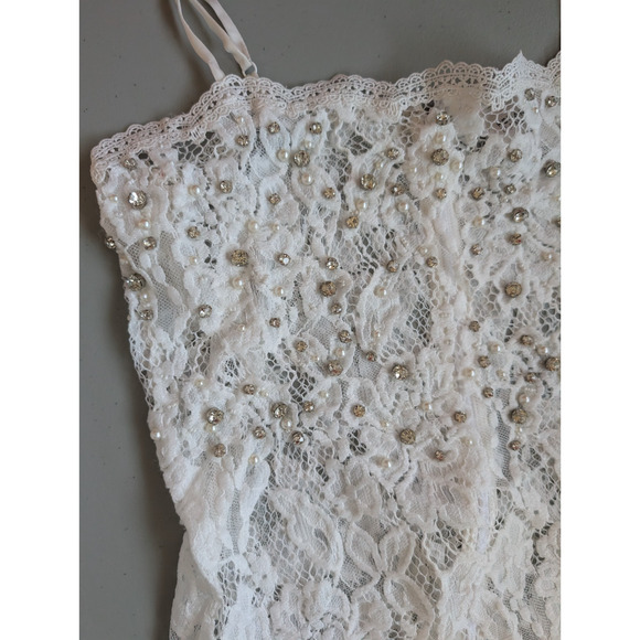 NWD Hemant & Nandita Embellished Sheer Lace Midi Dress Size M Ivory #NB461 - Picture 8 of 14